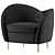 Solar Black & White Velvet Accent Armchair 3D model small image 2