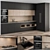 Sleek Black Wood Kitchen Cabinets 3D model small image 1