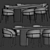 Elegant Rimo Chair Campbell Table Set 3D model small image 3