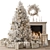 Golden White Christmas Tree Gift 3D model small image 1