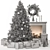 Golden White Christmas Tree Gift 3D model small image 5