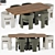 Modern Velvet and Wood Dining Set 3D model small image 1