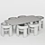 Modern Velvet and Wood Dining Set 3D model small image 6