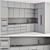 Modern Gray and White Kitchen Cabinets 3D model small image 5