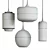 Elegant Pendant Light Collection: 4 Types & Color Combinations 3D model small image 2