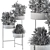 Modern Silver Box Indoor Plant Set 3D model small image 4