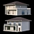 Modern Stone House with Panoramic Windows 3D model small image 1