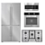 Beko Kitchen Appliance Set: Refrigerator, Cooktop, Wall Oven, Microwave 3D model small image 1