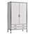 Pattern Wardrobe with 2 Solid Fronts and 2 Drawers - Modern Storage Solution 3D model small image 2