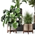 Wood and Concrete Indoor Plant Set 3D model small image 2