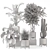 Wood and Concrete Indoor Plant Set 3D model small image 7