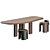 Rustic Oak Dining Set by Collection Particuliere 3D model small image 1