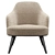 Sleek Jane Armchair: Modern metal base 3D model small image 2