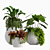 Tropical Plant Vase Set 3D model small image 1