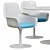 Turquoise-Blue Tulip Chair Set - Eero Saarinen x Knoll 3D model small image 2