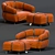 Luxury Leather Crossover Chair & Footrest 3D model small image 1