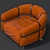 Luxury Leather Crossover Chair & Footrest 3D model small image 2