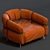 Luxury Leather Crossover Chair & Footrest 3D model small image 3
