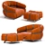 Luxury Leather Crossover Chair & Footrest 3D model small image 6