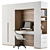 Wood and White Home Office Furniture 3D model small image 1