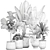 Tropical Plant Collection in Rustic Metal Pots 3D model small image 6