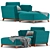 Ceni Lagoon Blue Accent Chair 3D model small image 1