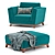 Ceni Lagoon Blue Accent Chair 3D model small image 2