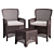 Faux Rattan Chair Set + Side Table 3D model small image 2