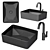 Modern Black Bathroom Sink Set 3D model small image 7