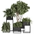 Stylish Black Box Plant Set 3D model small image 1