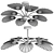 Sleek Leaf Flush Mount Light 3D model small image 2