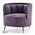 Gray Velvet Round Accent Chair 3D model small image 2