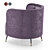 Gray Velvet Round Accent Chair 3D model small image 4