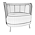 Gray Velvet Round Accent Chair 3D model small image 5