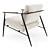 Elegant Ivory Arm Chair - Brussels 3D model small image 6