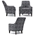 Elegant Talbot Armchair: White Fabric, Walnut Legs 3D model small image 3