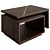 Elegant Walnut Coffee Table with Gold Inlay 3D model small image 1