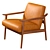 Mid-Century Show Wood Leather Chair 3D model small image 2