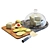 Elegant Marble & Wood Cheese Set 3D model small image 1