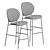 Retro-Style Inès Stools: Modern Elegance in Fabric 3D model small image 2