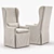 Elegant Belgian Wingback Armchair 3D model small image 2