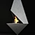 Sleek Metal Fireplace 3D model small image 2