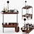 Sleek Walnut Bar Cart 3D model small image 1