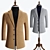 Classic Wool Blend Men's Coat 3D model small image 2