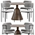 Rustic Reclaimed Wood Dining Set 3D model small image 1