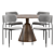 Rustic Reclaimed Wood Dining Set 3D model small image 2