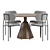 Rustic Reclaimed Wood Dining Set 3D model small image 3