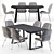 Modern Grey Dining Set 3D model small image 1