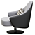 Ludwig Swivel Armchair with Armrests 3D model small image 3