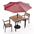 Outdoor Patio Bistro Set with Umbrella 3D model small image 5